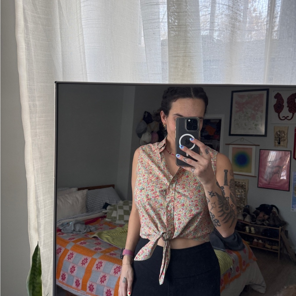 Lauren Ralph Lauren Floral Print Tie Front Top - Size 8